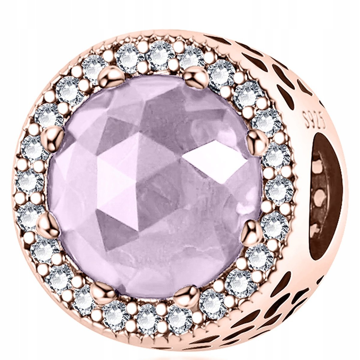 Charms Pozłacany Kamień Klejnot Koralik z Kamieniem Cyrkonie SREBRO 925