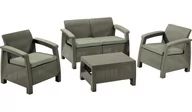 Meble ogrodowe - Allibert Meble ogrodowe Curver Corfu set Zestaw Sofa dwa Fotele Stolik cappuccino piaskowy 227640 - miniaturka - grafika 1