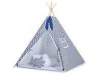 Namioty i tipi dla dzieci - Namiot Tipi dla dzieci+ zawieszki pióra - Chevron granatowy - miniaturka - grafika 1