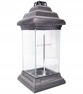 Lampiony i znicze - Szklany Lampion Kapliczka Skromny Znicz Z Krzyżem - miniaturka - grafika 1