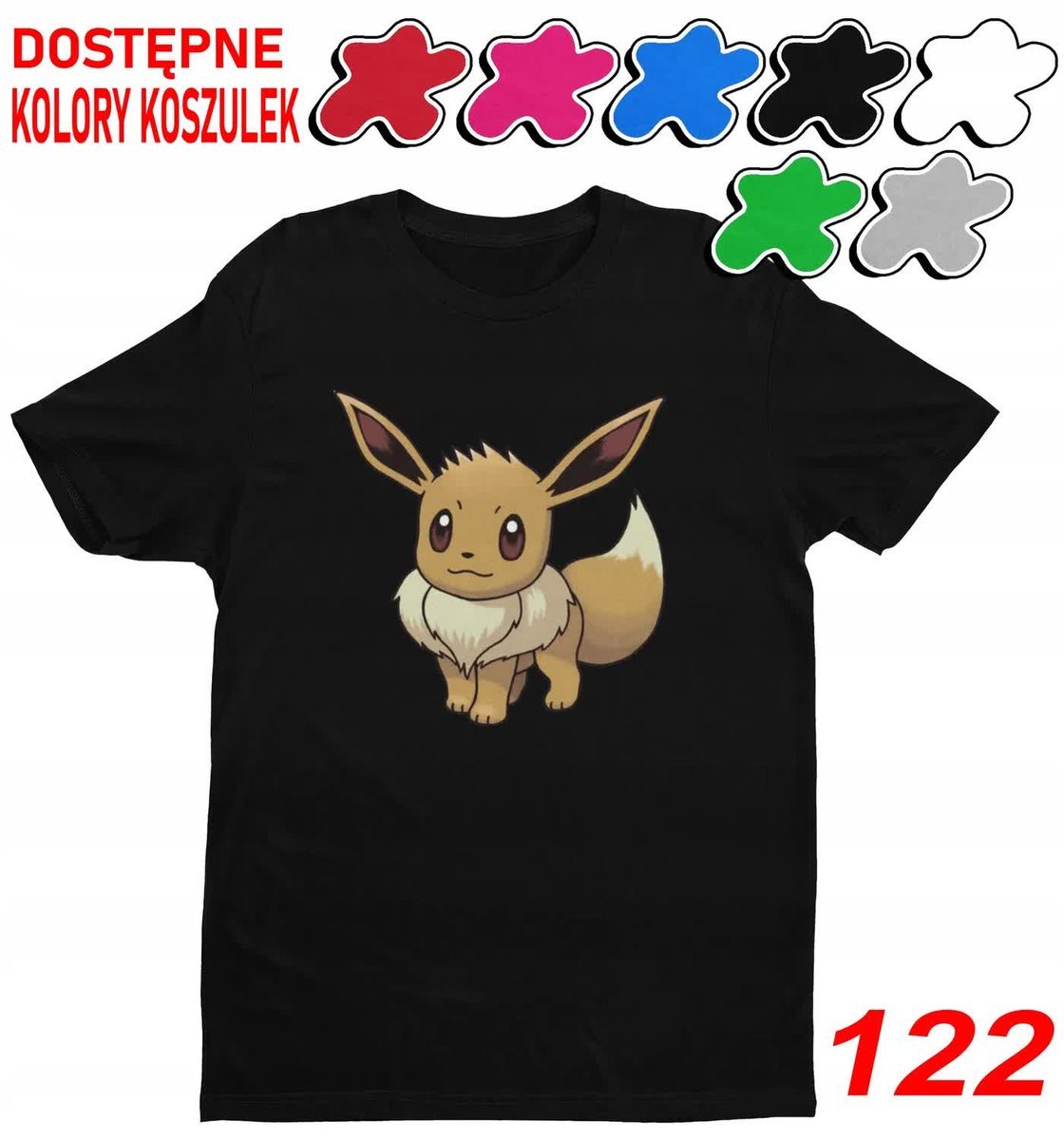 Dziecięca Koszulka T-Shirt Z Nadrukie Wybór Evee Eevee Postacie- M 134-140