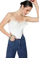 Biustonosze - Trendyol damski biustonosz bez ramiączek tkany gorset dla kobiet bez ramiączek, Biały i niebieski, 51 - miniaturka - grafika 1