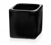 Donice - Osłonka czarna kostka kwadrat doniczka 9x9 cm - miniaturka - grafika 1