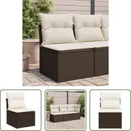 Sofy ogrodowe - The Living Store Sofa ogrodowa bez podłokietników z poduszkami z brązowego polirattanu - miniaturka - grafika 1