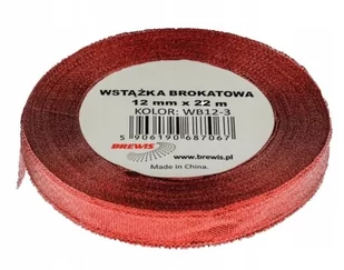 BREWIS Wstążka dekoracyjna brokatowa 12mm czerwona Brewis WB12-3 - Pasmanteria - miniaturka - grafika 1