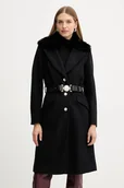 Płaszcze damskie - Guess płaszcz z domieszką wełny NEW PATRICE kolor czarny W5BL25 W2672 - miniaturka - grafika 1
