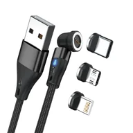 Kable komputerowe i do monitorów - RealPower MagneticCharge3 kabel USB 2 m USB A Czarny - miniaturka - grafika 1
