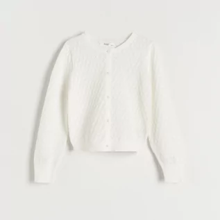 Bluzy dla dziewczynek - Reserved - Ażurowy kardigan - Kremowy - grafika 1