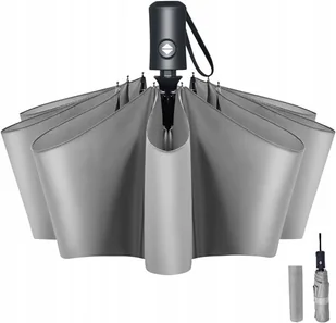 PARASOL PARASOLKA AUTOMAT SKŁADANY DUŻY SZARY MOCNY + POKROWIEC - Parasole - miniaturka - grafika 1