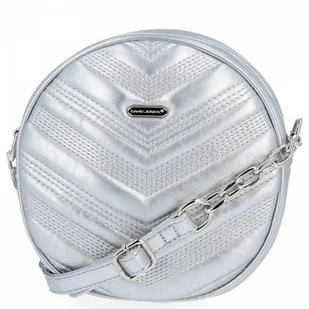 Okrągła Listonoszka Damska firmy David Jones Srebrna - Torebki damskie - miniaturka - grafika 1