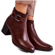 Botki damskie - Sergio Leone Damskie Ocieplane Botki Z Ozdobą Brązowe Astrid - miniaturka - grafika 1