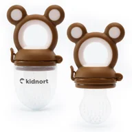 Gryzaki dla dzieci - Gryzak 2w1 do podawania jedzenia brązowy silikonowy od 4 miesięcy - miniaturka - grafika 1