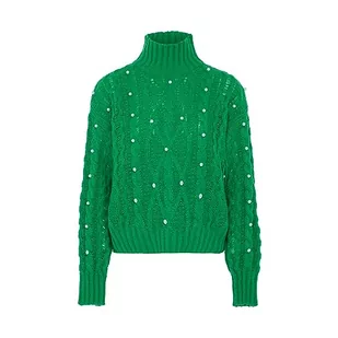 faina Damski sweter z golfem zielony M/L, zielony, M - Swetry damskie - miniaturka - grafika 1