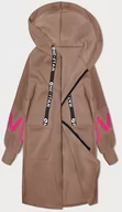 Bluzy damskie - Dresowa narzutka ze swetrowymi rękawami beżowa (5759) - MADE IN ITALY - miniaturka - grafika 1