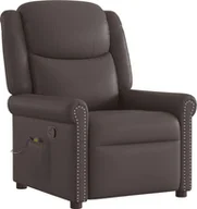 Fotele - Fotel masujący, brązowy, sztuczna skóra z połyskiem - miniaturka - grafika 1