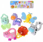 Grzechotki dla dzieci - ZESTAW GRZECHOTEK KOLOROWYCH GRZECHOTKI ZWIERZĄTKA - miniaturka - grafika 1