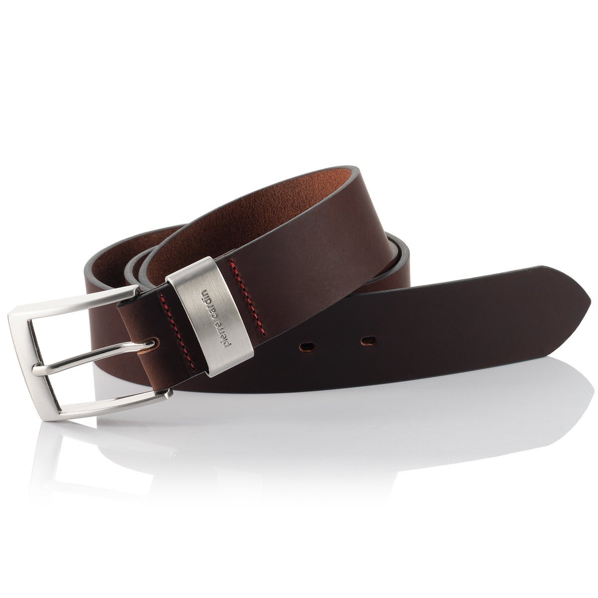 Skórzany pasek męski Pierre Cardin 70007 - Brązowy ciemny 110 cm