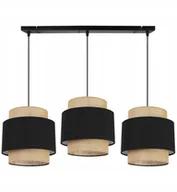 Lampy sufitowe - Lampa Wisząca Czarny Abażur Juta Natural Eko Nad Stół Potrójna Light Home - miniaturka - grafika 1