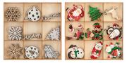 Etykiety samoprzylepne i bloki etykiet - Drewniane ozdoby na Boże Narodzenie, w drewnianym pudełku 27 szt , 2 wzory - miniaturka - grafika 1