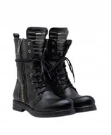 Botki damskie - REPLAY DAMSKIE BOTKI CZARNE Z ZAPIĘCIAMI SKÓRZANE 35 JJB - miniaturka - grafika 1