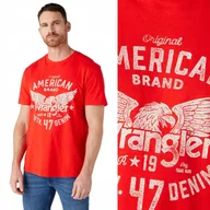 Koszulki męskie - Wrangler AMERICANA TEE Flame CZERWONY T-SHIRT BAWEŁNA KOSZULKA REGULAR XL - miniaturka - grafika 1