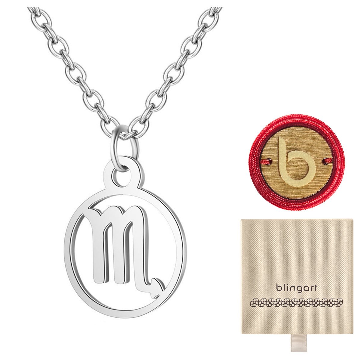 Naszyjnik damski srebrny znak zodiaku Skorpion stal chirurgiczna BLINGART