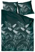 Pościel - Pościel Z Satyny Bawełnianej, 220X200, Zielona W Liście, Pfm-51, 3-Częściowa - miniaturka - grafika 1
