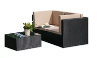 Sofy ogrodowe - Bello Giardino Sofa dwuosobowa ze stolikiem czarny technorattan SO.001.007 - miniaturka - grafika 1