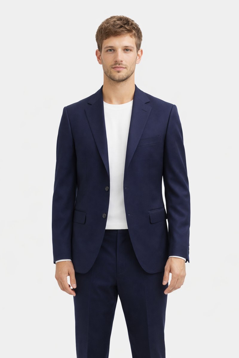 MANGO MARYNARKA MĘSKA SLIM GRANATOWA Z KLASYCZNYM KOŁNIERZEM 48 I4A