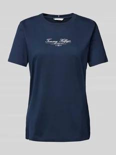 T-shirt z nadrukiem z logo - Koszulki i topy damskie - miniaturka - grafika 1