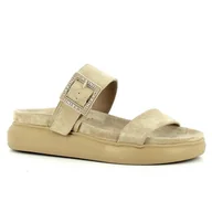 Klapki i japonki damskie - Beżowe zamszowe klapki CARINII - Carinii - miniaturka - grafika 1