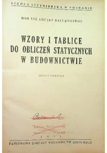 Wzory i tablice do obliczeń statycznych w budownictwie - Technika - miniaturka - grafika 1