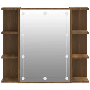Lumarko Szafka z lustrem i LED, brązowy dąb, 70x16,5x60 cm - Toaletki - miniaturka - grafika 9