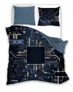 POŚCIEL bawełniana Procesor Technologia Nauka 160x200 cm ŚWIECĄCA - Pościel dla dzieci - miniaturka - grafika 1