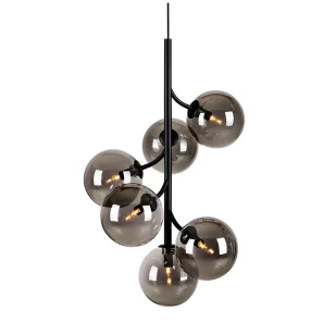 Wisząca lampa Callisto w kolorze czarnym z szarymi szklanymi kloszami - Oprawy, klosze i abażury - miniaturka - grafika 1