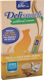 Life Pet Care LIFE CAT DELI SNACK NATURAL CREAM 6x15g CHICKEN /12 - Przysmaki dla kotów - miniaturka - grafika 1