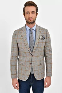 Bonamaison Kurtka męska w kratkę, Comfort Fit 6 Drop Business Suit Jacket, beżowa, standardowa - Kurtki męskie - miniaturka - grafika 1