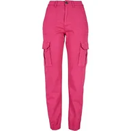Spodnie damskie - Urban Classics Damskie spodnie damskie Cotton Twill Utility Pants, Hibiskus Pink, 26 - miniaturka - grafika 1