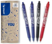 Długopisy - PILOT Zestaw 4 długopisów FriXion Ball Clicker 07, wymazywalny termoczuły atrament, chowany i wielokrotnego napełniania, 2 niebieskie, 1 czarny, 1 czerwony - średnia końcówka - miniaturka - grafika 1