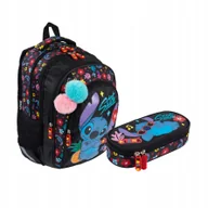 Nerki - Zestaw Plecak 4 komorowy piórnik saszetka Stitch Black Aloha Majewski - miniaturka - grafika 1