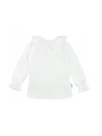 Bluzki damskie - Dziewczęca bluzka z długim rękawem i kołnierzykiem biała Nicol,r.98 - miniaturka - grafika 1