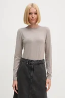 Bluzki damskie - Calvin Klein longsleeve damski kolor beżowy K20K207745 - miniaturka - grafika 1