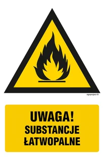 JA011 UWAGA! SUBSTANCJE ŁATWOPALNE, FN - FOLIA SAMOPRZYLEPNA; (100X150MM) - Systemy ekspozycyjne i znaki informacyjne - miniaturka - grafika 1