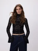 Bluzki damskie - Reserved - Koronkowa bluzka - czarny - miniaturka - grafika 1