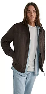 Kurtki męskie - Springfield Męska kurtka o wyglądzie zamszu, ciemnobrązowa, XL, ciemnobrązowy, XL - grafika 1
