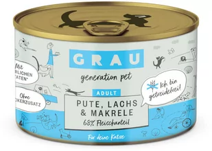 GRAU Adult bez zbóż, 12 x 200 g - Indyk, łosoś, makrela - Mokra karma dla kotów - miniaturka - grafika 1