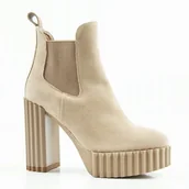 Botki damskie - BOTKI CARINII B8758-O17 BEŻOWE SKÓRA ZAMSZOWA R.38 - miniaturka - grafika 1