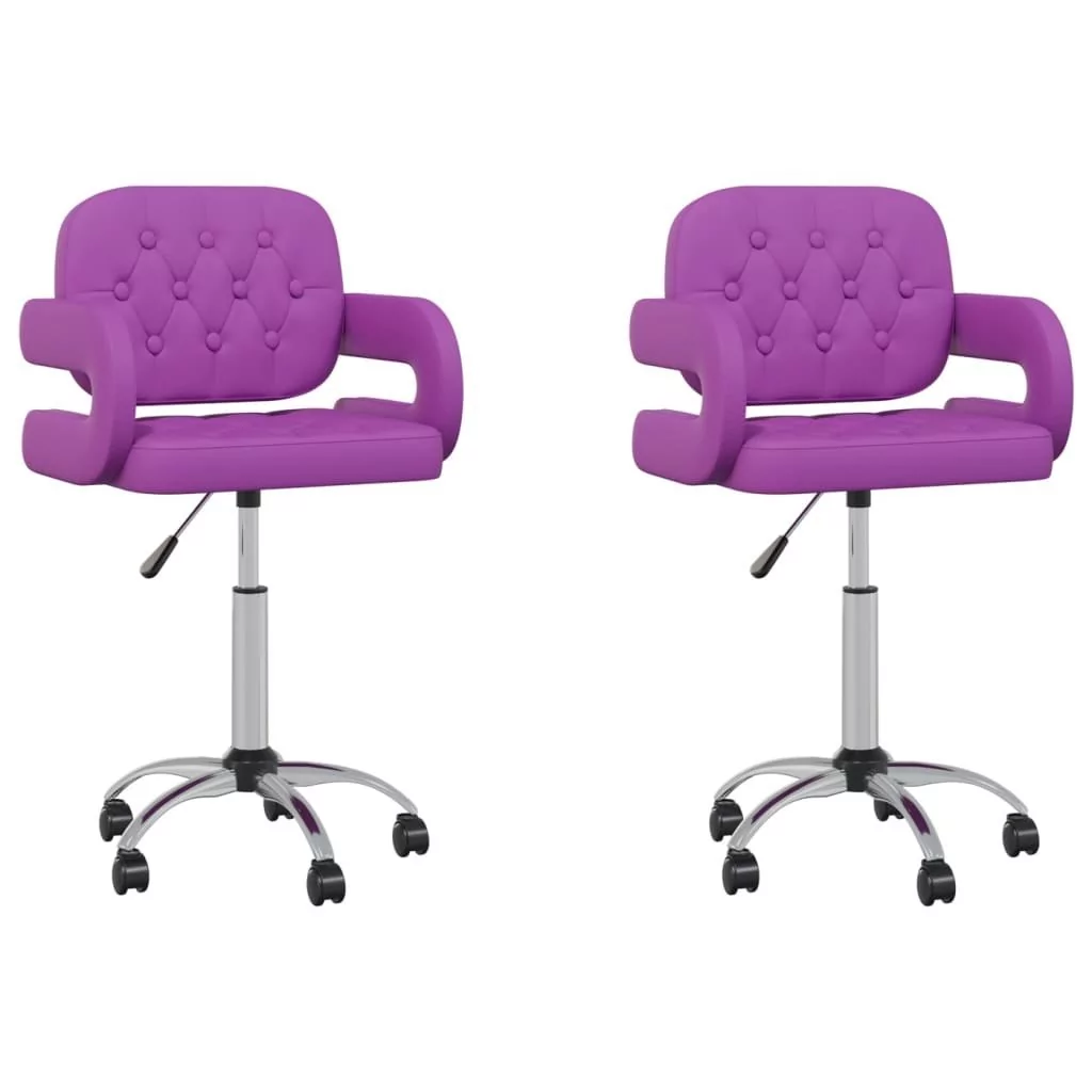 vidaXL Obrotowe krzesła stołowe 2 szt. fioletowe sztuczna skóra 335645