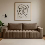 Sofy i kanapy - Sofa z Funkcją Spania LAZARO Rozkładana Jasnobrązowa Welurowa Nowoczesna - miniaturka - grafika 1