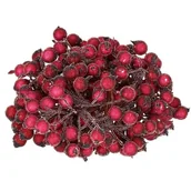 Ozdoby bożonarodzeniowe - Sztuczna jarzębina ozdobna, oszroniona gałązka 100 szt. ciemno czerwona - miniaturka - grafika 1